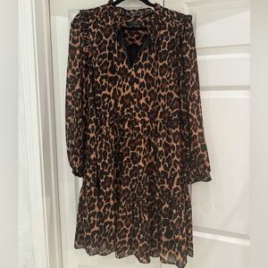 J Crew chiffon leopard print dress M